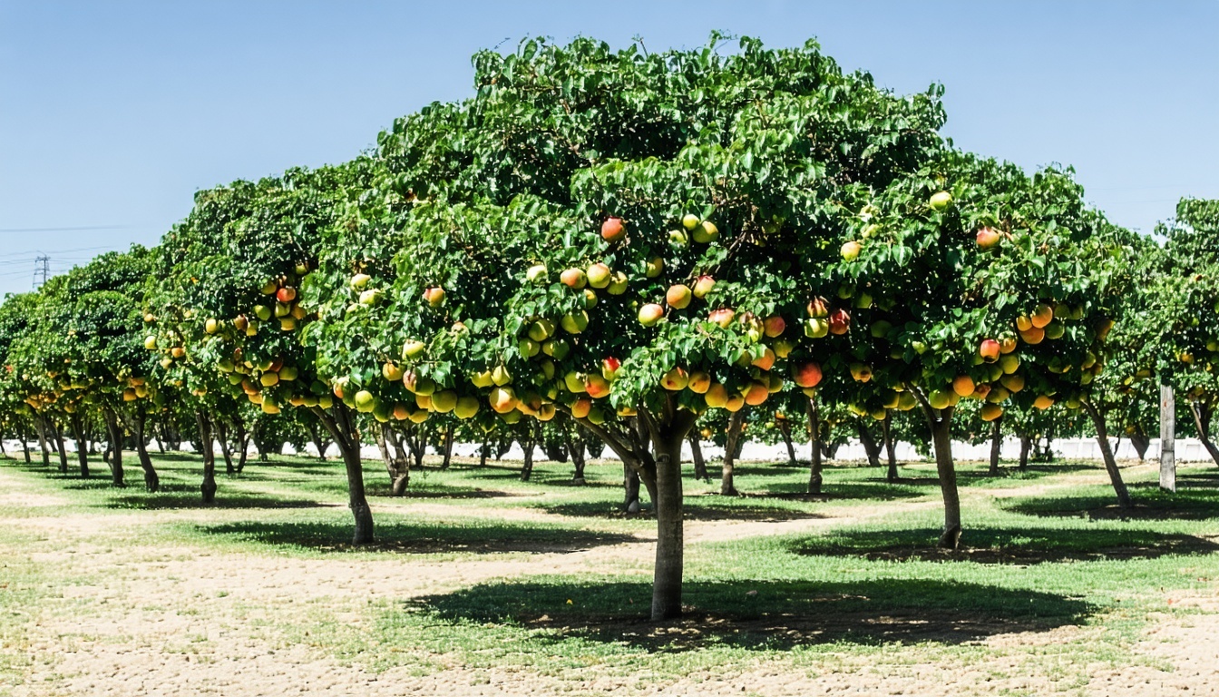 Árboles frutales jóvenes en vivero